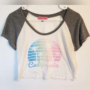 Sugar High Colorful California Cropped Tee Juniors Size XL